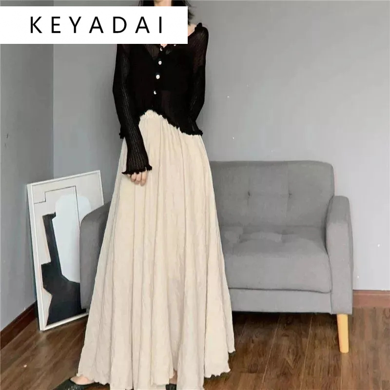 Chân Váy Dài Keyadai A23M0Dm 0518 Phủ 2 Lớp Xếp Li Thời Trang Dành Cho Nữ