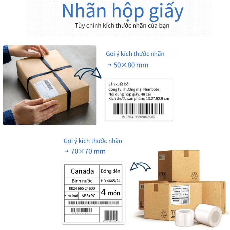 NIIMBOT B21/B1/B3S/B203Giấy nhãn in màu cho ngày lễ Giáng Sinh, nhãn dán tên cho học sinh mẫu giáo, nhãn dán dễ thương cho ghi chú gia đình chống nước.