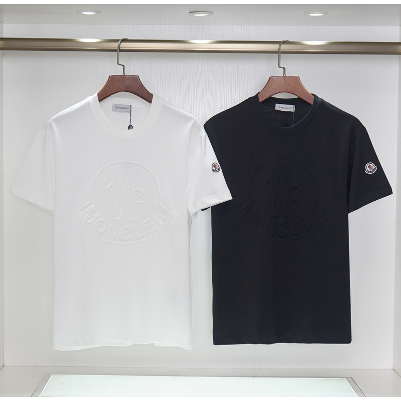 Áo Thun cotton Nguyên Chất Cổ Tròn Tay Ngắn Thêu Họa Tiết Đơn Giản Thời Trang unisex