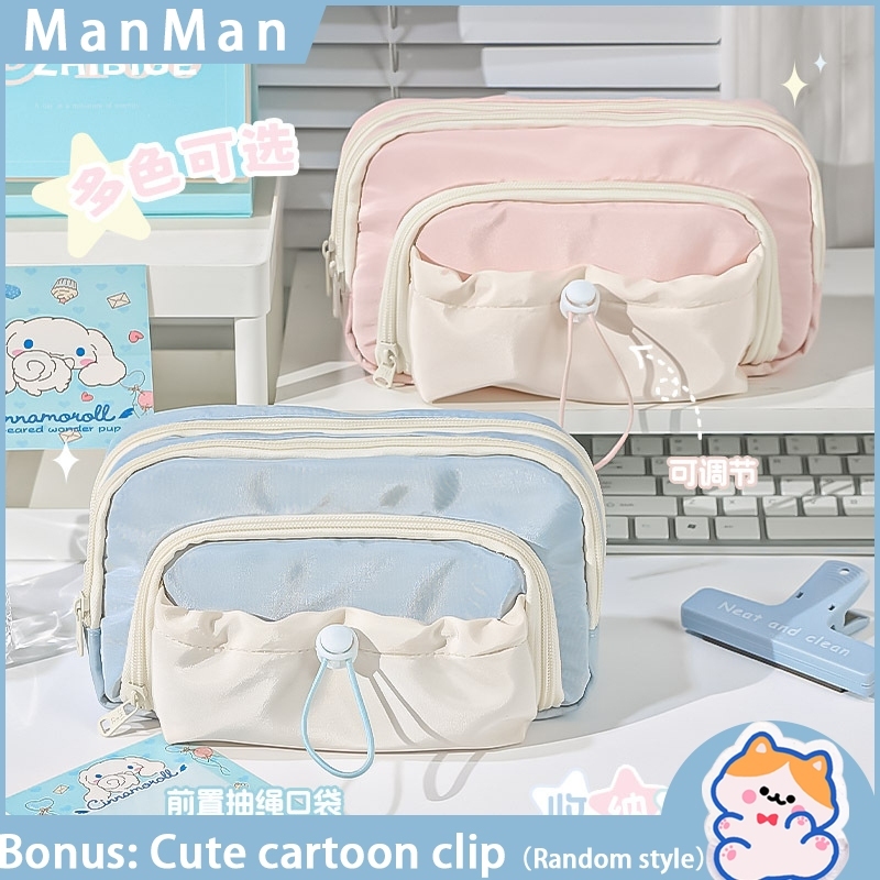 Macaron Túi Đựng Bút Bằng Vải canvas Sức Chứa Lớn Phong Cách ins Đơn Giản Cho Học Sinh Trung Học