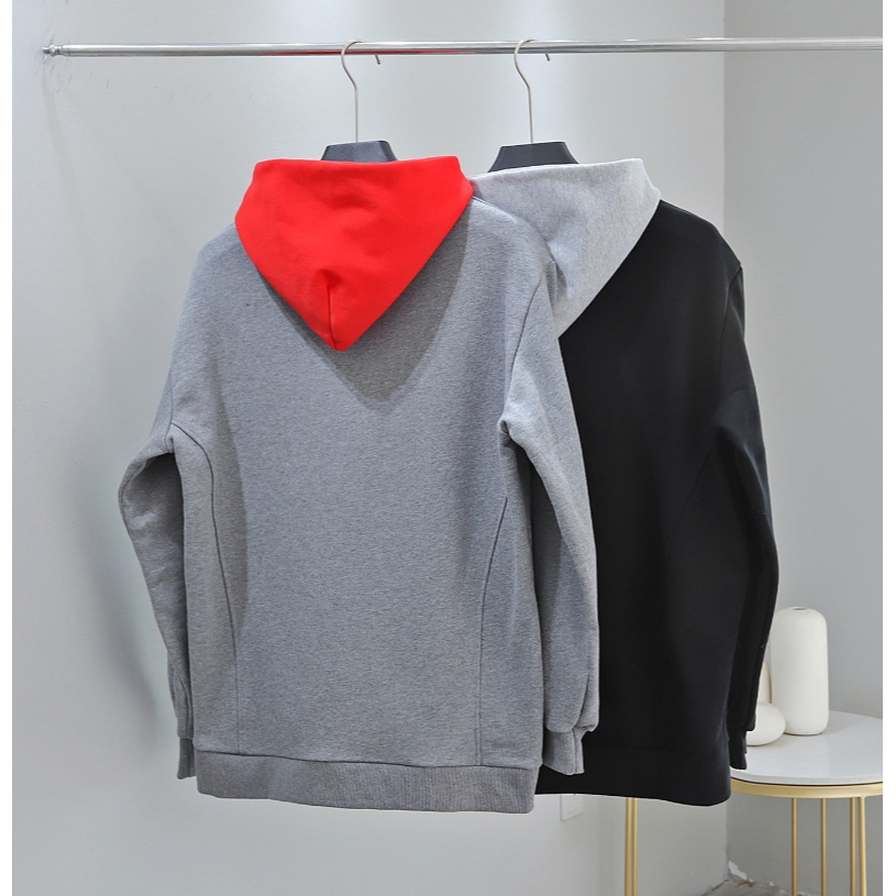 Áo Hoodie Bằng Vải cotton 400g Màu Trơn In Hình Cô Bé Quàng Khăn Đỏ Phong Cách Đường Phố