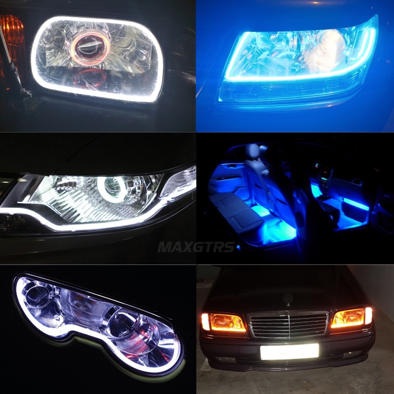 Maxgtrs Set 2 Dải Đèn led drl 30 45 60cm Ánh Sáng Trắng / Xanh Dương / Đỏ Linh Hoạt Tiện Dụng Cho Xe Hơi