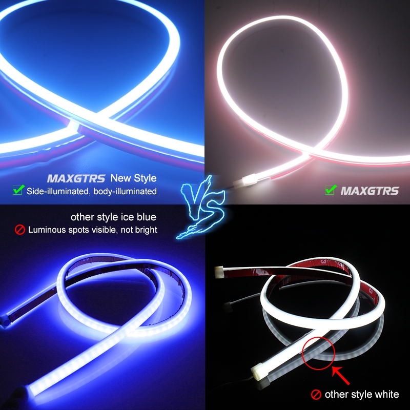 Maxgtrs Set 2 Dải Đèn led drl 30 45 60cm Ánh Sáng Trắng / Xanh Dương / Đỏ Linh Hoạt Tiện Dụng Cho Xe Hơi