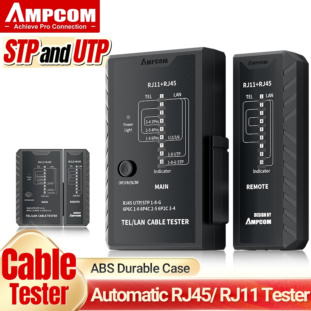 AMPCOM Bộ Kiểm Tra Dây Cáp Mạng Cập Nhật của AMPCOM Bộ Kiểm Tra Dây LAN Công Cụ Kiểm Tra Dây Cáp Mạng cho RJ45/RJ11/RJ12/CAT5/CAT6/UTP Ethernet Chất Liệu Chống Cháy