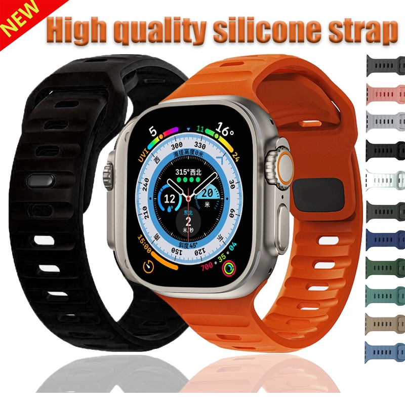Dây Đeo Silicone Cho Đồng Hồ Thông Minh Apple Watch 49mm 45mm 44mm 41mm 40mm 42mm 38mm Series 8 7 6 5 4 3 SE