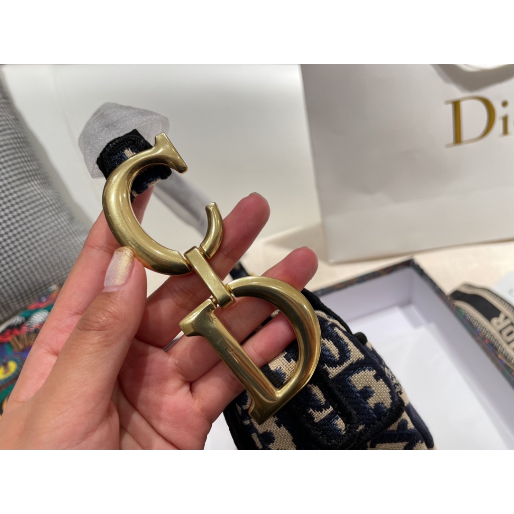 #StrapNowIncluded Túi Yên Ngựa Đeo Vai 23Cm Với Dây Đeo Chéo Màu Xanh jacquard