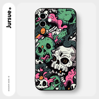 Ốp lưng JURSUE mềm chống bẩn ngộ nghĩnh ngầu nam đen Cho iPhone 17 16 15 14 13 12 11 Pro Max SE 2020 X XR XS ip 8 7 Plus XYY4351