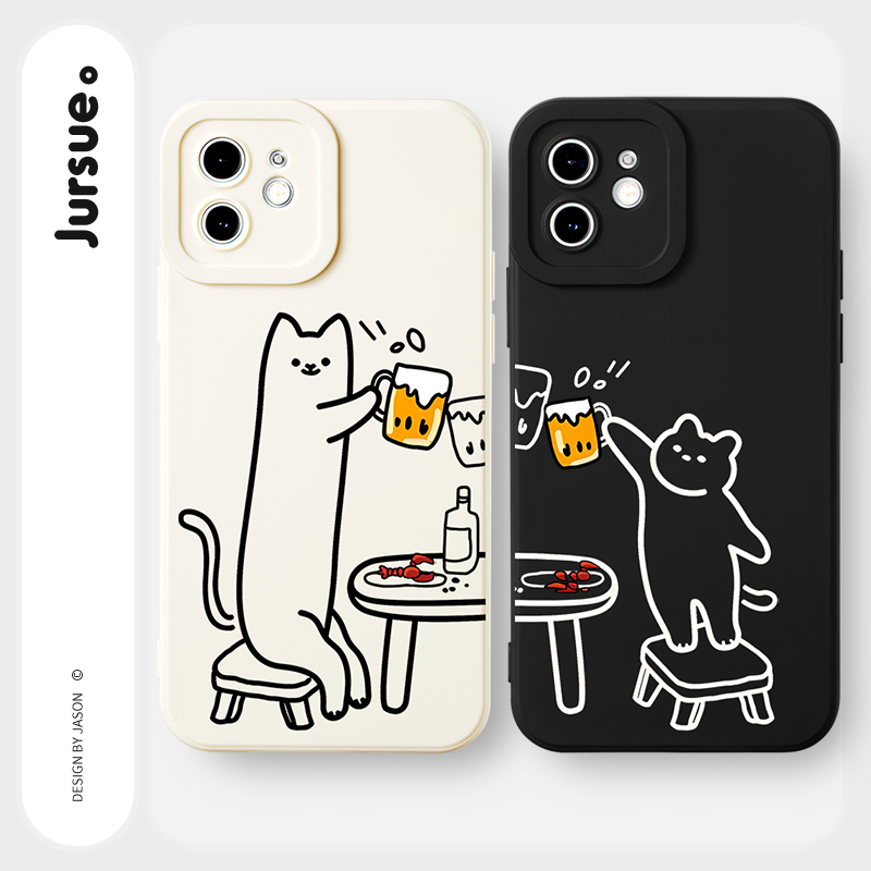 Ốp lưng JURSUE mềm hoạt hình cặp đôi dễ thương đẹp ngộ nghĩnh Cho iPhone 15 14 13 12 11 Pro Max SE 2020 X XR XS 8 7 ip 6S 6 Plus kute XYY4363