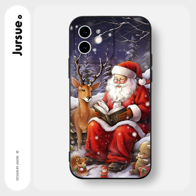 Ốp lưng JURSUE christmas mềm ngộ nghĩnh dễ thương đẹp Cho iPhone 15 14 13 12 11 Pro Max SE 2020 X XR XS 8 7 ip 6S 6 Plus XYY4354
