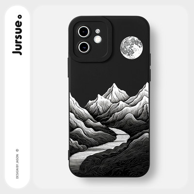 Ốp lưng JURSUE chống bẩn mềm dễ thương đẹp đen Cho iPhone 17 16 15 14 13 12 11 Pro Max SE 2020 X XR XS ip 8 7 Plus XYY4366