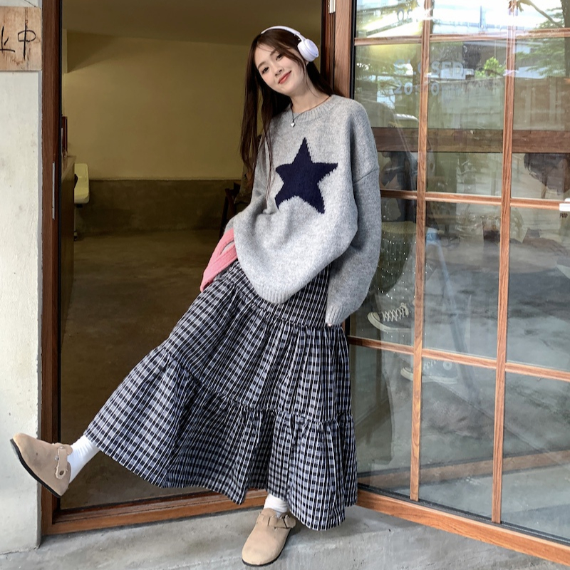 Bộ Áo sweater + Chân Váy Sọc Ca Rô Thời Trang Đáng Yêu Cho Nữ 68847 68847