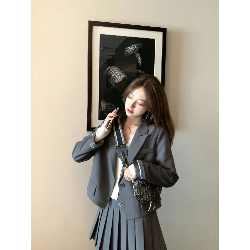 #StrapNowIncluded Túi Yên Ngựa Đeo Vai 23Cm Với Dây Đeo Chéo Màu Xanh jacquard