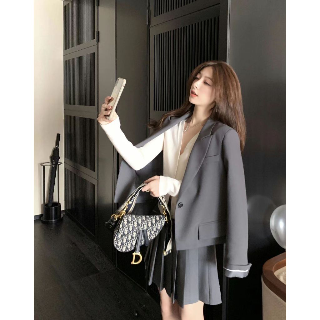 #StrapNowIncluded Túi Yên Ngựa Đeo Vai 23Cm Với Dây Đeo Chéo Màu Xanh jacquard