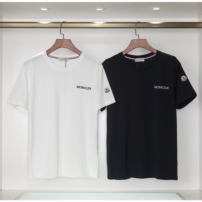 Áo Thun cotton Nguyên Chất Cổ Tròn Tay Ngắn Thêu Họa Tiết Đơn Giản Thời Trang unisex