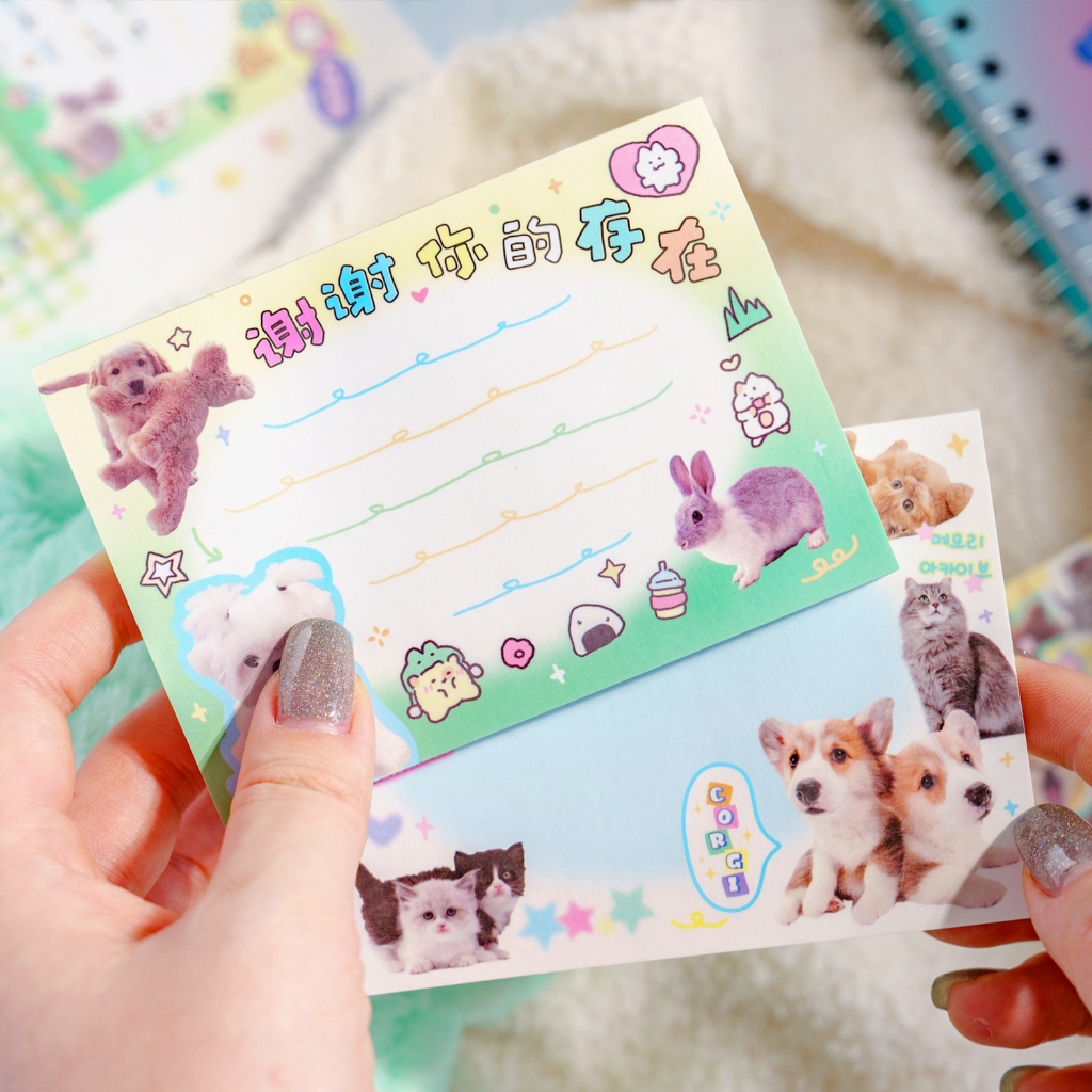 Mr. Paper 80 vé/túi Ghi chú Phim hoạt hình dễ thương Chó con mèo Động vật chủ đề tờ Sáng tạo tài khoản Vật liệu trang trí biên giới Sổ ghi chú tin nhắn