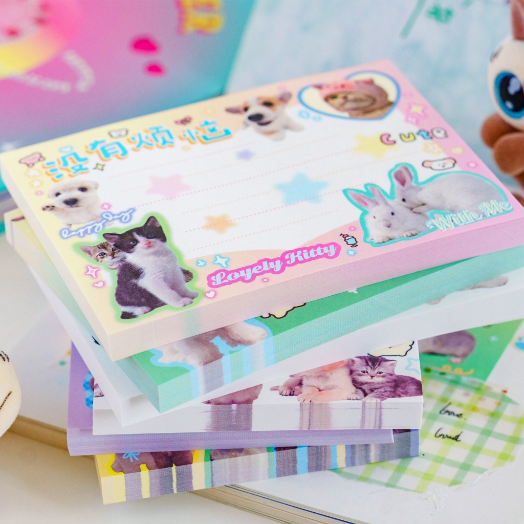 Mr. Paper 80 vé/túi Ghi chú Phim hoạt hình dễ thương Chó con mèo Động vật chủ đề tờ Sáng tạo tài khoản Vật liệu trang trí biên giới Sổ ghi chú tin nhắn