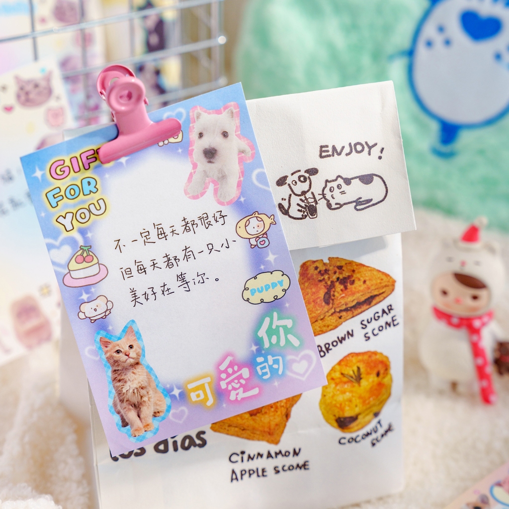 Mr. Paper 80 vé/túi Ghi chú Phim hoạt hình dễ thương Chó con mèo Động vật chủ đề tờ Sáng tạo tài khoản Vật liệu trang trí biên giới Sổ ghi chú tin nhắn