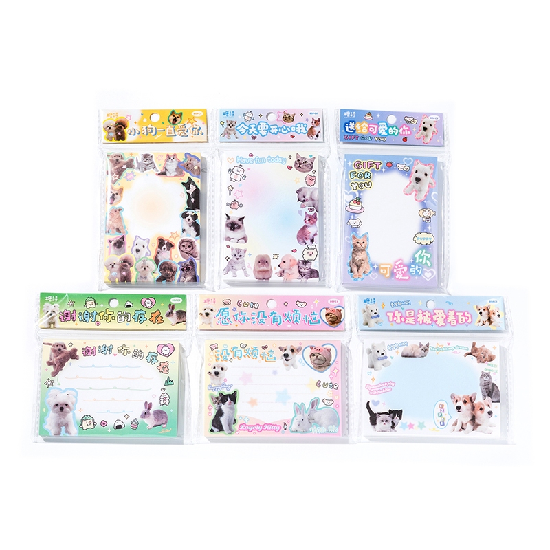 Mr. Paper 80 vé/túi Ghi chú Phim hoạt hình dễ thương Chó con mèo Động vật chủ đề tờ Sáng tạo tài khoản Vật liệu trang trí biên giới Sổ ghi chú tin nhắn
