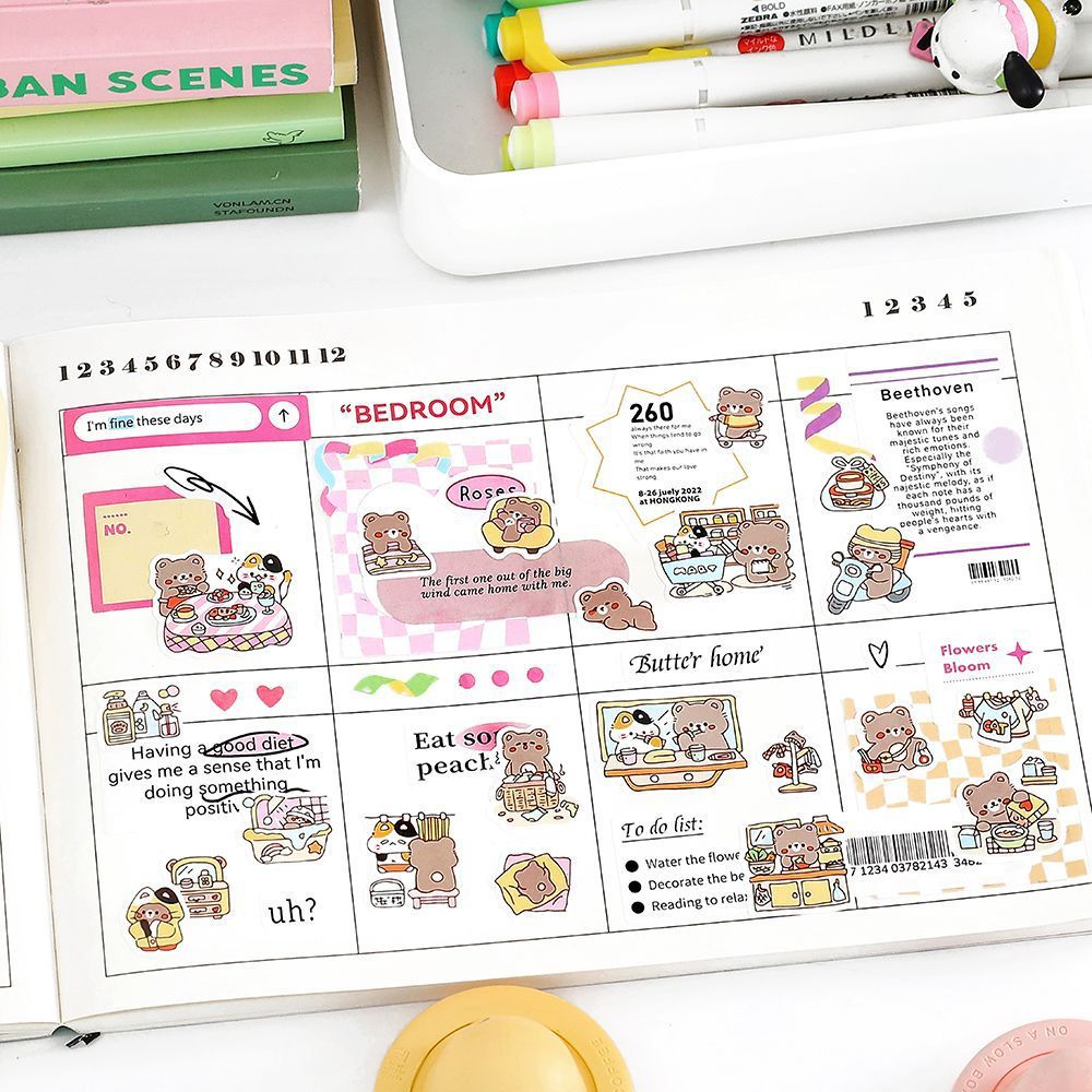 Mr. Paper 1 vé/túi Dán keo dán Phim hoạt hình dễ thương Hàng ngày Hình dán nhỏ Sáng tạo tài khoản Tài liệu cắt dán nhật ký DIY thiệp Cái cốc Hình dán trang trí