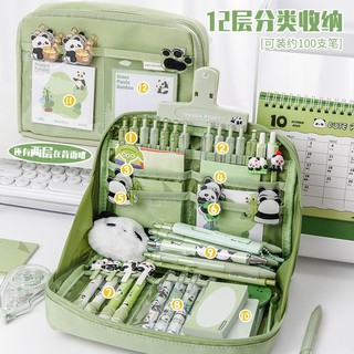 Hộp bút hình gấu trúc nhiều tầng cho học sinh