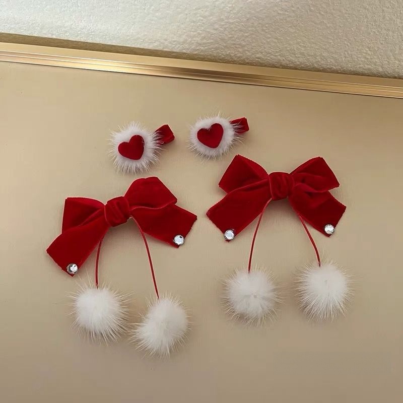 Dễ Thương Kẹp Tóc Hình Nơ Đỏ Xinh Xắn Cho Nữ