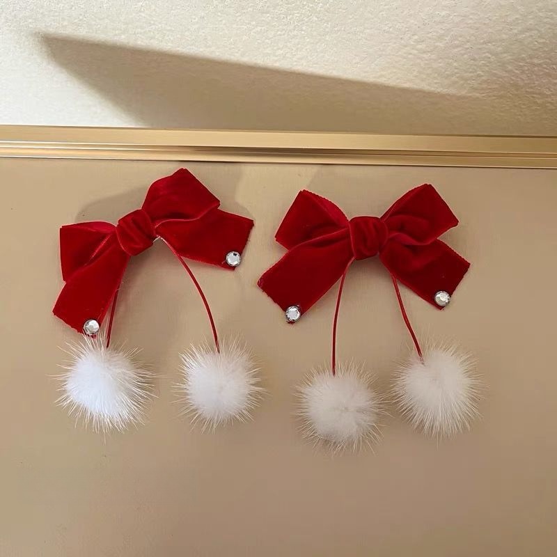 Dễ Thương Kẹp Tóc Hình Nơ Đỏ Xinh Xắn Cho Nữ