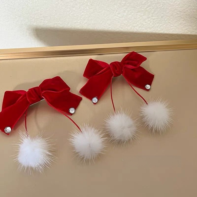 Dễ Thương Kẹp Tóc Hình Nơ Đỏ Xinh Xắn Cho Nữ