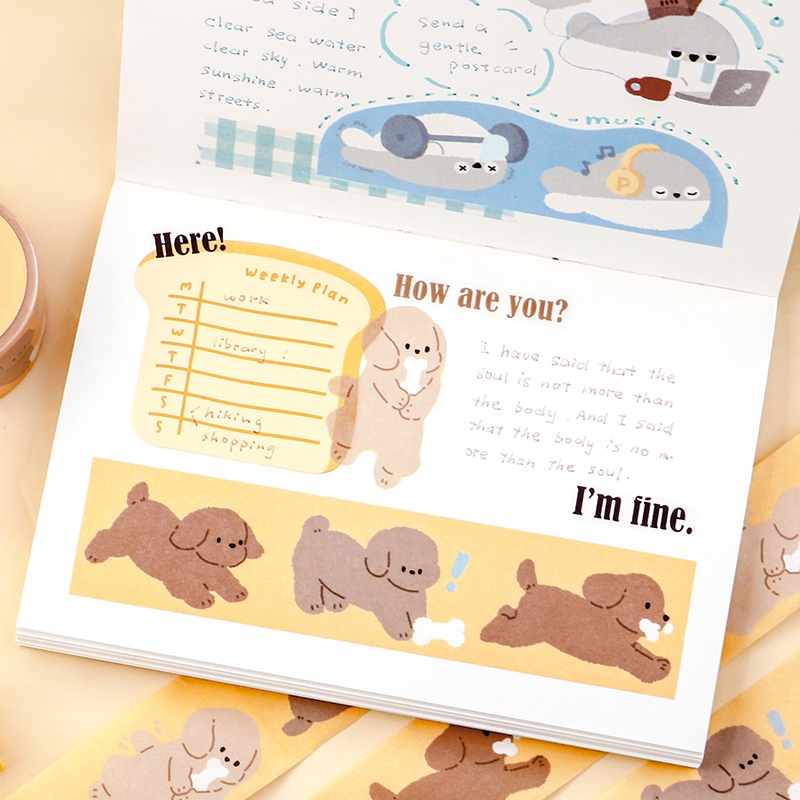 Mr. Paper 300cm/cuộn Washi băng Phim hoạt hình dễ thương Con chó vẽ tay Gấu trúc Con mèo con Động vật chủ đề Sáng tạo tài khoản Nguyên liệu ghép đôi goolka