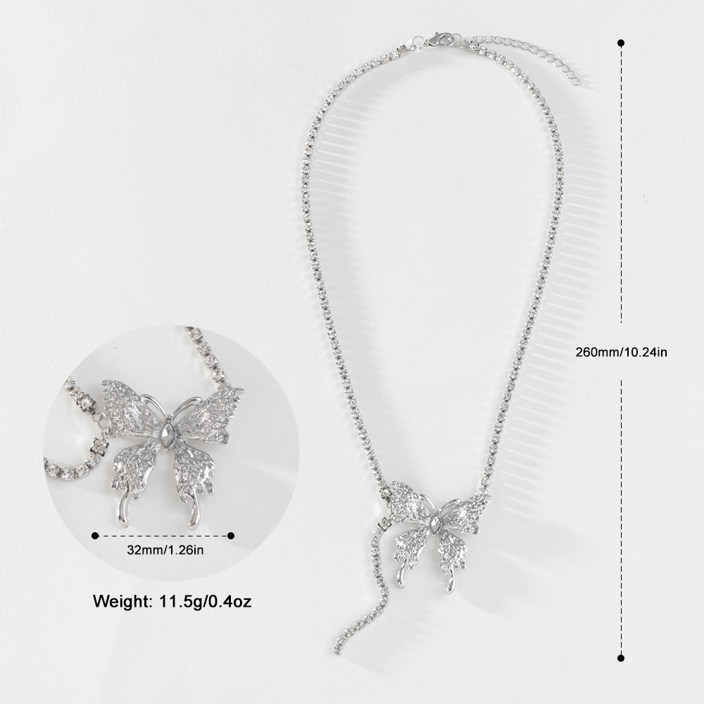 Pinkdu Vòng cổ bướm mới Tính cách Thanh lịch Hợp kim hợp thời trang Rhinestone Xương đòn Chuỗi trang sức Quà tặng cho cô gái PD1671