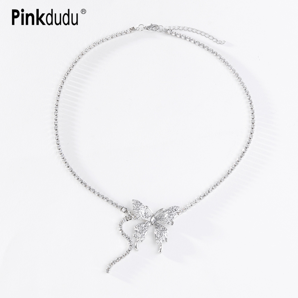 Pinkdu Vòng cổ bướm mới Tính cách Thanh lịch Hợp kim hợp thời trang Rhinestone Xương đòn Chuỗi trang sức Quà tặng cho cô gái PD1671