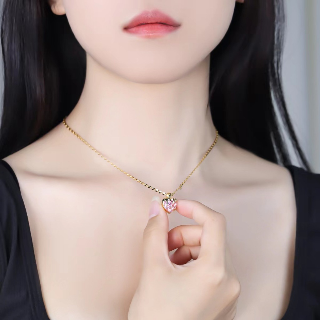 Mới Vòng cổ Thép Titan Không Gỉ Mặt Hình Trái Tim Thời Trang Cho Nữ