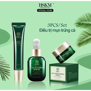 Bộ sản phẩm BSKM gồm gel giảm mụn+ Kem dưỡng ẩm da mặt+ Tinh chất làm săn chắc da làm mờ nếp nhăn thu nhỏ lỗ chân lông