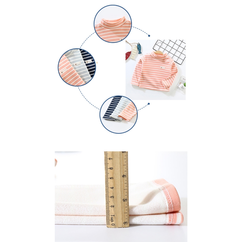 Áo Thun Tay Dài Cổ Cao Dày Dặn Thời Trang Mùa Đông Hàn Quốc Cho Bé