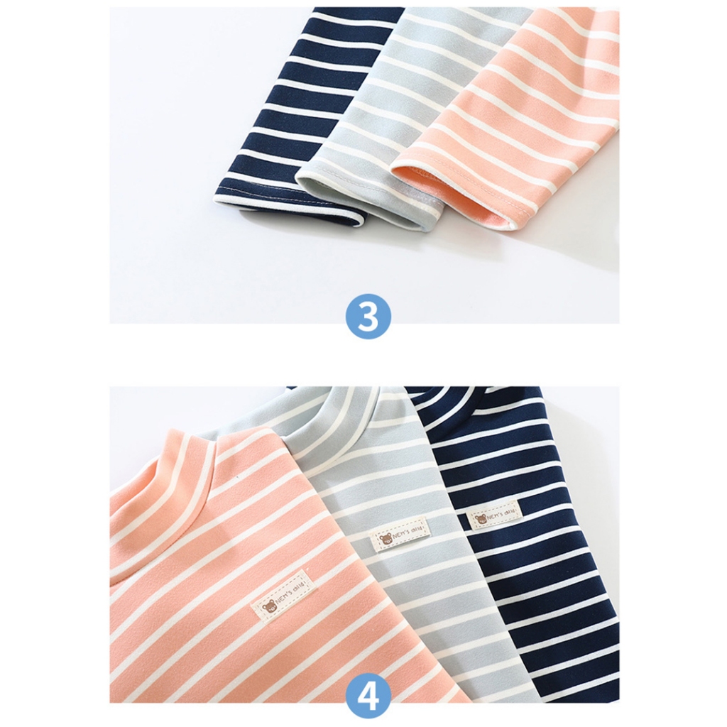 Áo Thun Tay Dài Cổ Cao Dày Dặn Thời Trang Mùa Đông Hàn Quốc Cho Bé