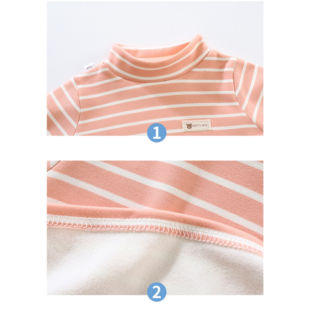 Áo Thun Tay Dài Cổ Cao Dày Dặn Thời Trang Mùa Đông Hàn Quốc Cho Bé