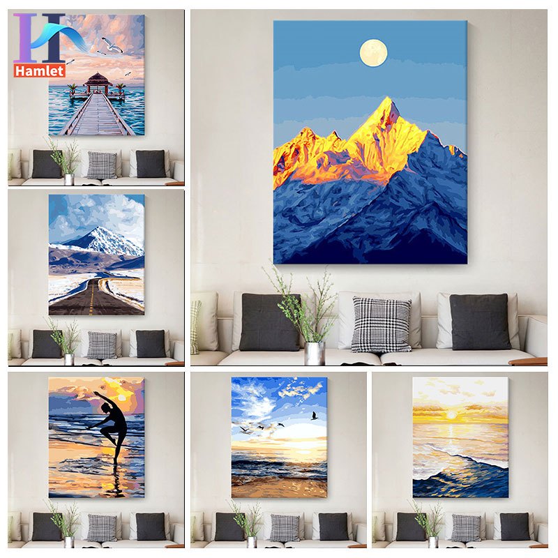 Hamlet【40*50cm】Núi Tuyết/Bình Minh/Phong Cảnh/Nâng Cao/Tranh sơn dầu số hóa /Tranh Số Hoá / tranh tô