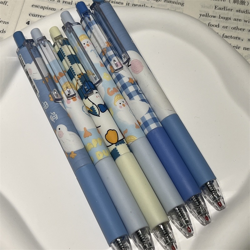 Set 6 Bút Bi Ngòi 0.5mm Màu Xanh Dương Dễ Thương