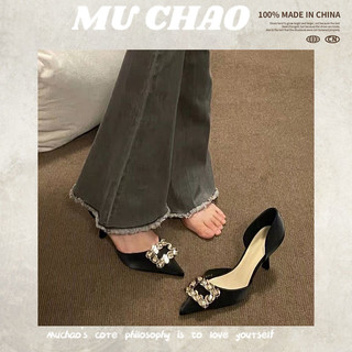 Giày nữ MUCHAO gót cao da bóng thời trang cá tính