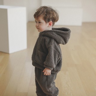 Bộ Áo Hoodie Có Nón Dài Tay + Quần Dài Đáng Yêu Cho Bé