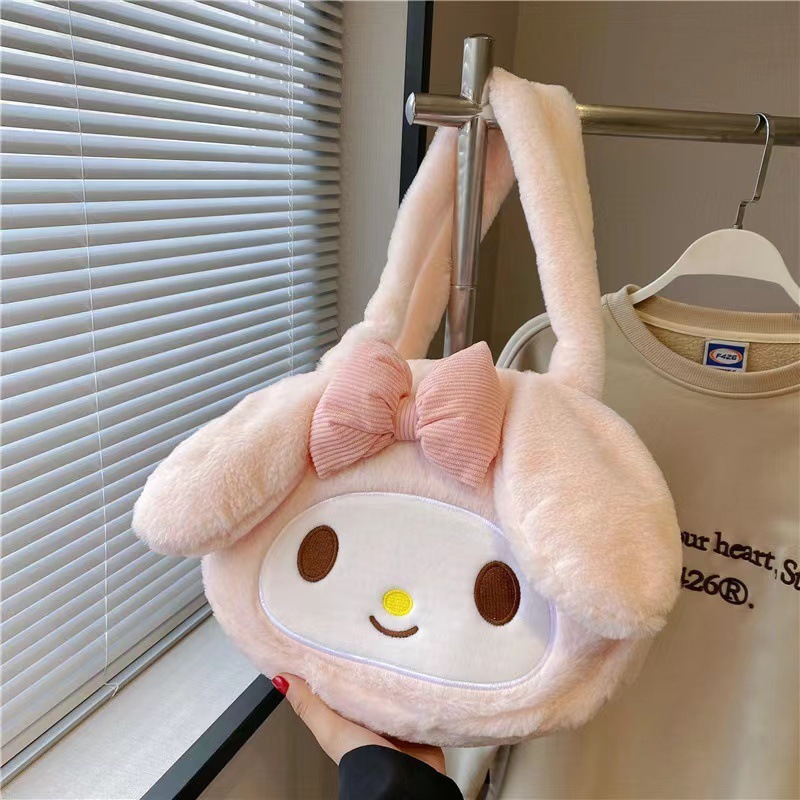 BEIBAOBAO Túi Xách Đeo Vai Cỡ Lớn Phối Lông Dễ Thương Cho Nữ