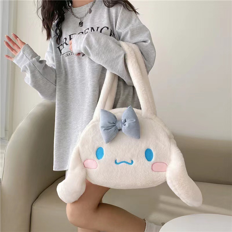 BEIBAOBAO Túi Xách Đeo Vai Cỡ Lớn Phối Lông Dễ Thương Cho Nữ