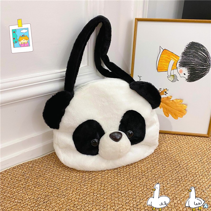 BEIBAOBAO Túi Xách Đeo Vai Cỡ Lớn Phối Lông Dễ Thương Cho Nữ