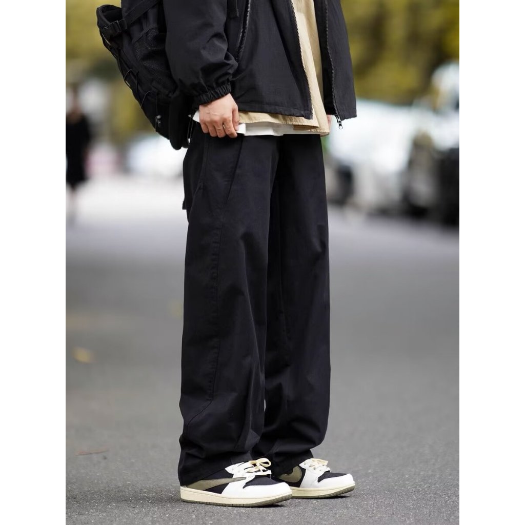 Quần Dài Ống Đứng Lưng Thun Màu Trơn Phong Cách Nhật Bản Thời Trang Xuân Thu Cho Nam