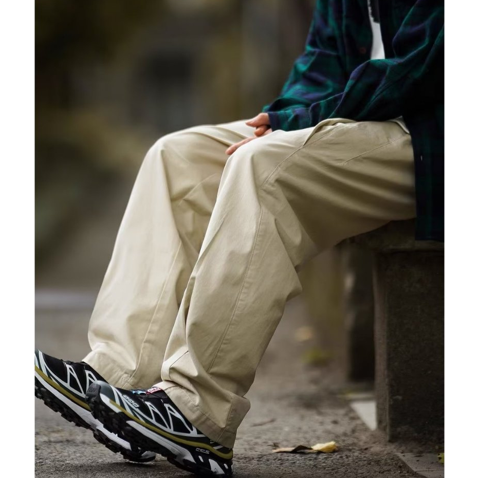 Quần Dài Ống Đứng Lưng Thun Màu Trơn Phong Cách Nhật Bản Thời Trang Xuân Thu Cho Nam