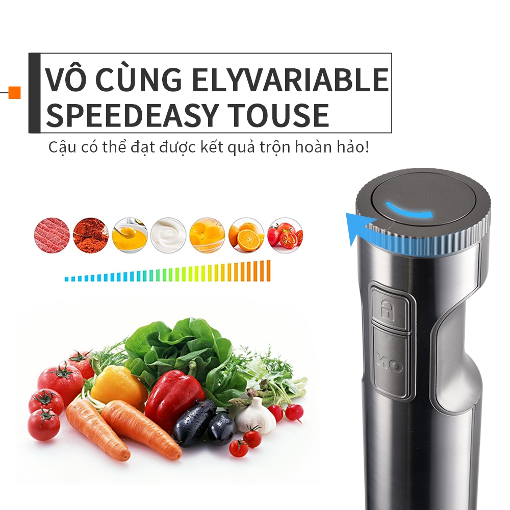 MIUI Máy xay sinh tố nhúng tay 4 trong 1 mạnh mẽ 1000W, Máy xay sinh tố que thép không gỉ, Loa trộn 700ml, Bộ xử lý thực