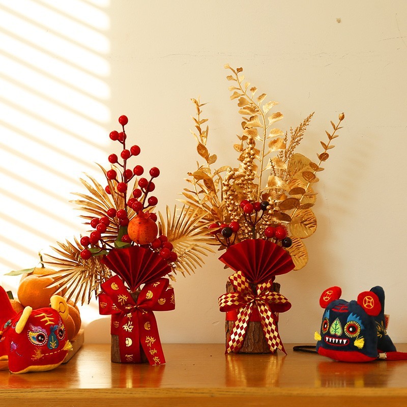 Chậu Hoa Năm Mới 2024 cny Trung Quốc Trang Trí Nhà Cửa