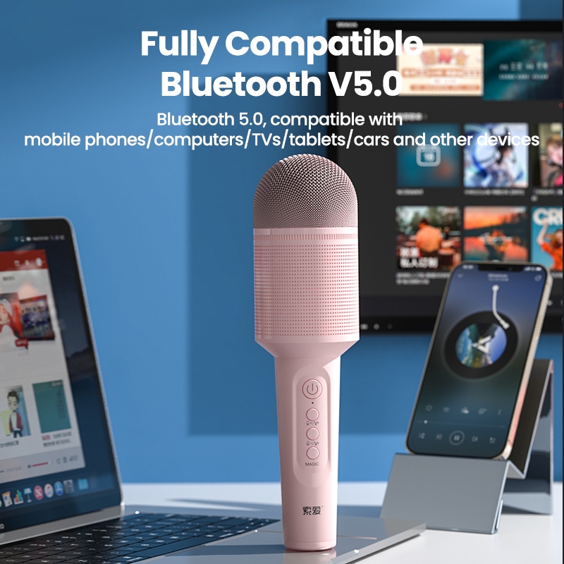 Loa Bluetooth Karaoke SOAIY MC8, Micro Không Dây, Thay Đổi Giọng Nói, Chất Lượng Âm Thanh HiFi, Phù Hợp Cho Trẻ Em, KTV Gia Đình, Hội Họp, Dã Ngoại