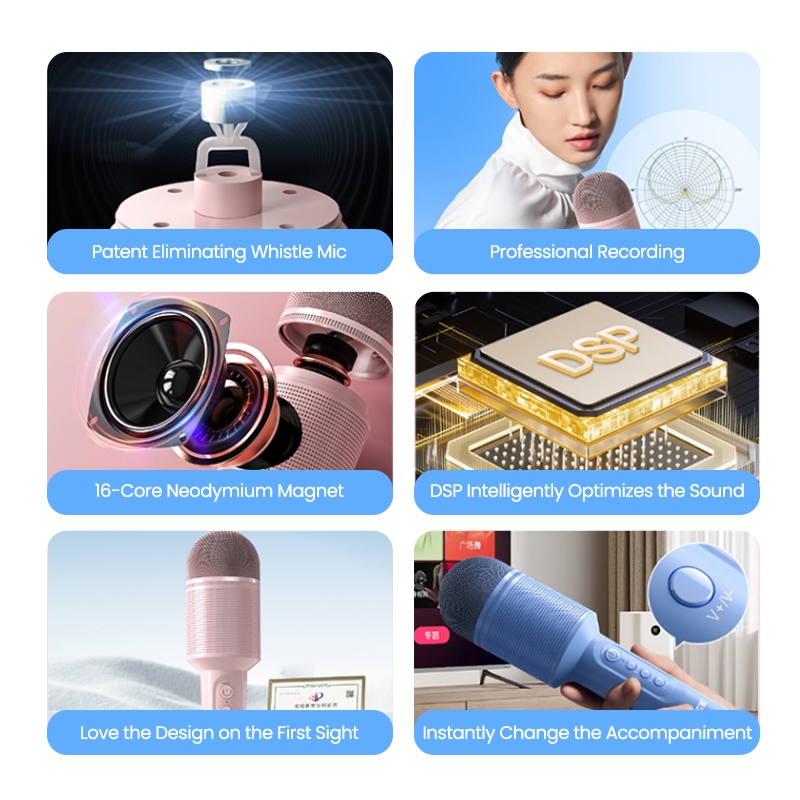 Loa Bluetooth Karaoke SOAIY MC8, Micro Không Dây, Thay Đổi Giọng Nói, Chất Lượng Âm Thanh HiFi, Phù Hợp Cho Trẻ Em, KTV Gia Đình, Hội Họp, Dã Ngoại