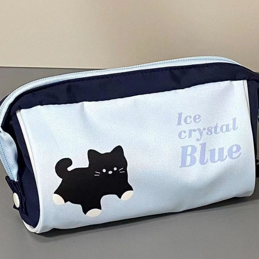 Hoạt Hình Túi Đựng Bút Chì / Đồ Trang Điểm Sức Chứa Lớn Hình Mèo Đen Dễ Thương Cho Học Sinh