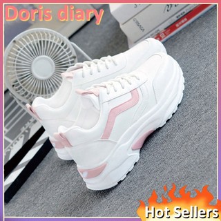 Giày Sneaker Đế Dày Buộc Dây Phong Cách Hàn Quốc Cho Nữ
